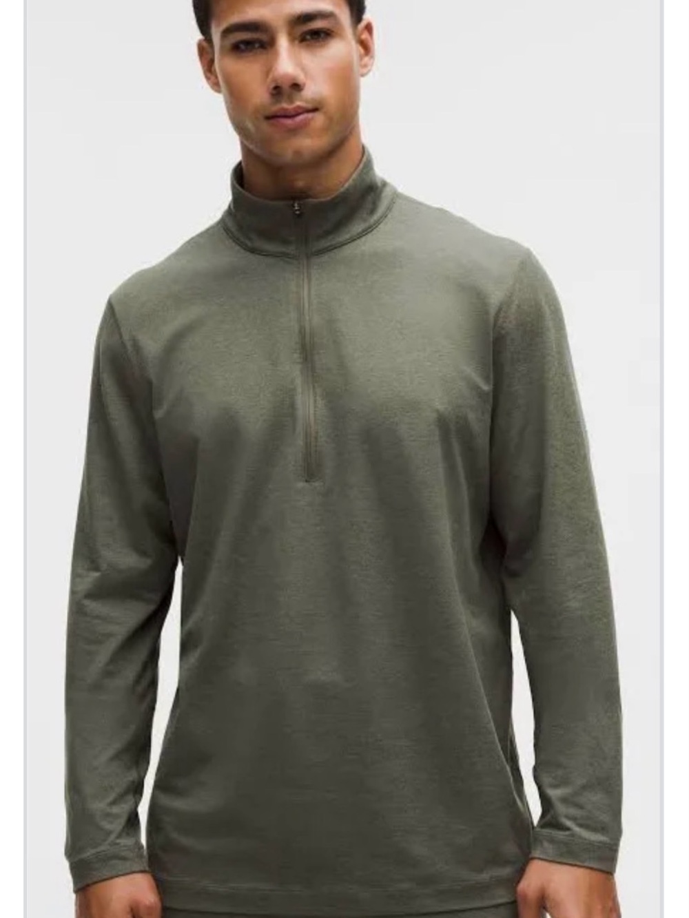 lululemon athletica soft jersey half zip - willow leaf green medium